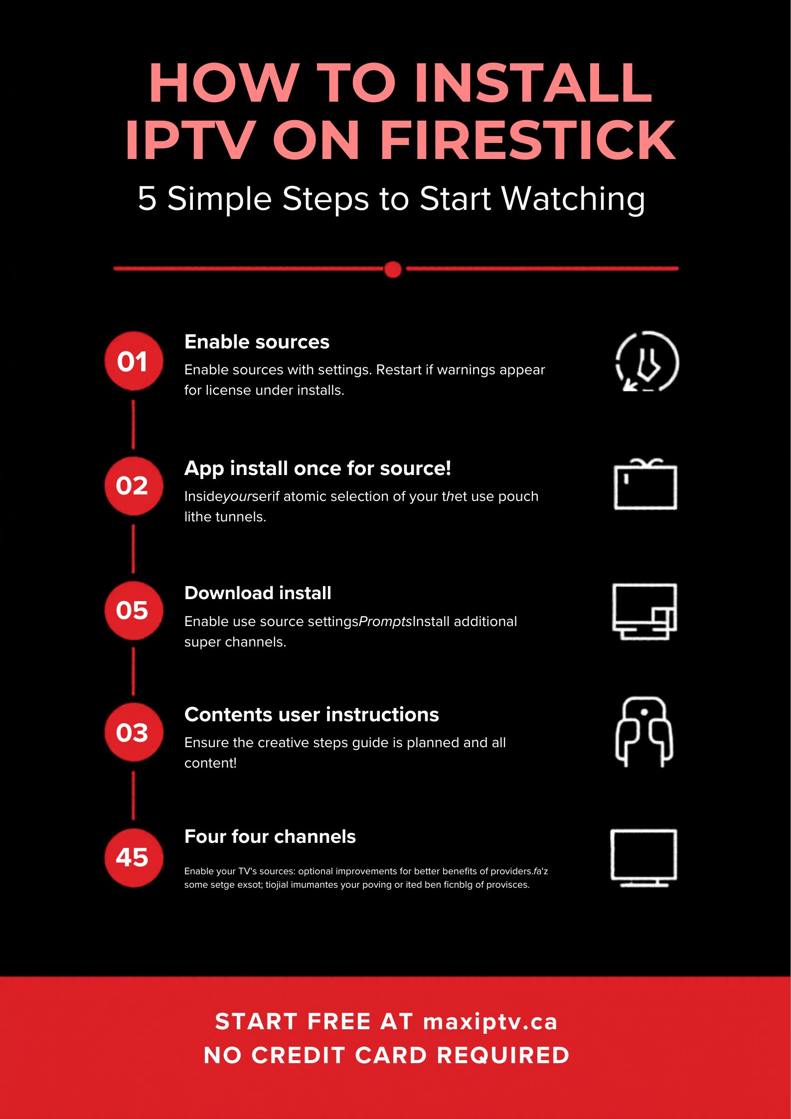 How to install IPTV on Firestick Canada 2026 — 5 step infographic by MAXIPTV