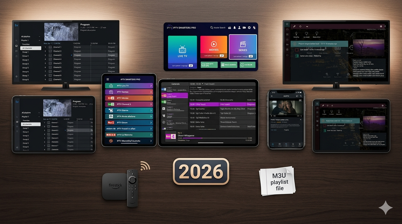 est IPTV players 2026 comparison: TiviMate, IPTV Smarters Pro, Perfect Player, XCIPTV, OTT Navigator for Firestick and M3U playlist download